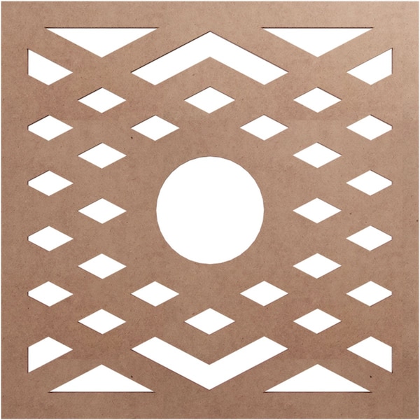 Ekena Millwork Chevron Wood Fretwork Pierced Ceiling Medallion, Wood (Paint Grade), 16"OD x 4 1/8"ID x 3/8"T CMWP16X16X0375CHMF - main